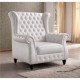Buckingham Bayleigh White Real Leather Wing back Armchair