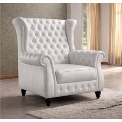 Buckingham Bayleigh White Real Leather bed