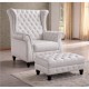 Buckingham Bayleigh White Real Leather Wing back Armchair