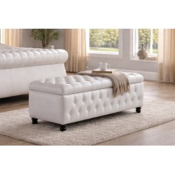 Buckingham Bayleigh White Real Leather bed